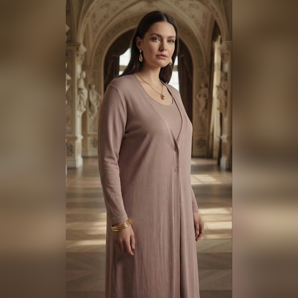 Rabbit Rabbit Rabbit Dresses & Skirts - Mauve Midi Cardigan And Sheath Dress Occassion Office Size 22